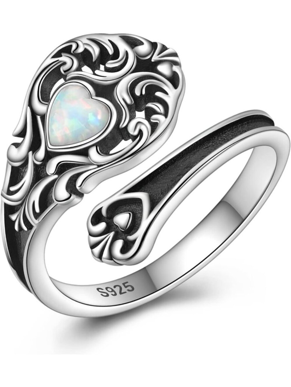 Vintage 925 Sterling Silver Adjustable Spoon Ring for Women - Unique Thumb Wrap